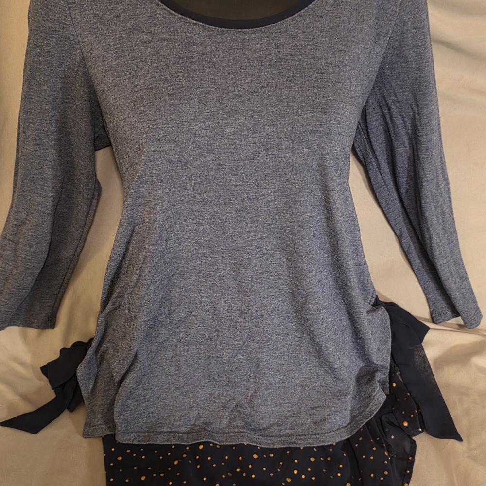 LC Lauren Conrad Navy Heather Top with Side Ties
